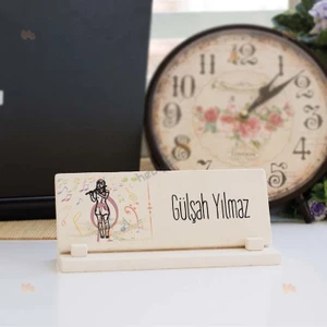 Müzik Öğretmenine Hediye Yan Flüt Tasarım Taş İsimlik