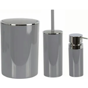 Lenox Çöp Kovası & Klozet Fırçası & Sıvı Sabunluk Gri