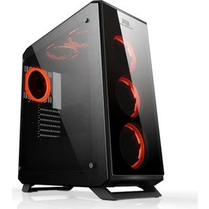 Power Boost VK-G3903S USB3.0 Full Siyah Tempered Glass Halo Reguler RGB Fan Kasa (PSU Yok) (JBST-VKG3903S)