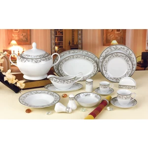 98 Parça 12 Kişilik Porselen Yuvarlak Yemek Takımı