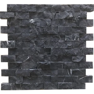 2,5x5cm Siyah Mermer Patlatma Mozaik