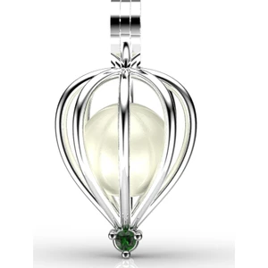 İstiridye İnci Zümrüt Tek Taş Kolye Seti 7-8 Mm Yuvarlak Tatlısu