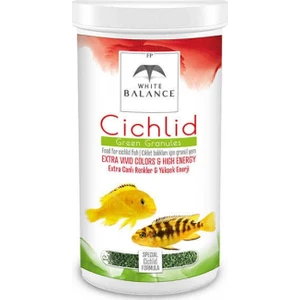 White Balance Cichlid Green Granules Bitkisel Ciklet Balık Yemi 1000ml