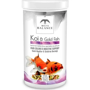 White Balance Koi-Gold Fish Pond Sticks Mix Japon Balığı Yemi 1000ml
