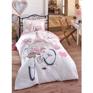 Paris Love Kapitoneli Hermevsim Set Tek Kişilik Pembe