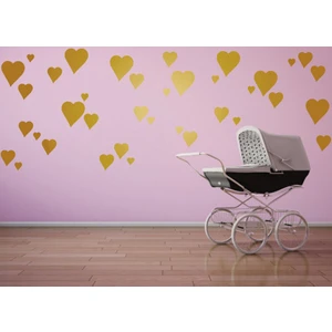 Bugy Bagy BugyBagy Dekoratif Çocuk Odası Gold  Kalp Yağmuru Sticker