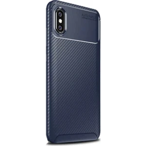 Xiaomi Mi Max 3 Kılıf Negro Karbon Dizayn Silikon Lacivert