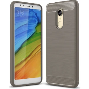 Xiaomi Redmi 5 Plus Kılıf Room Antişok Karbon Silikon Kapak Kılıf + Esnek Nano Cam Gri