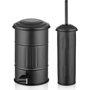 Evim Tatlı Evim Banyo Çöp Kovası Seti Mat Siyah Paslanmaz