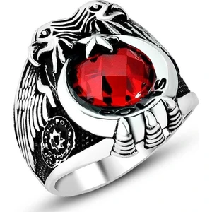 Takıhan  925 Ayar Gümüş Kartal Başlı Polis Yüzüğü