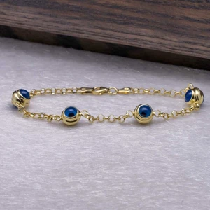 Takıhan  925 Ayar Gümüş Altın Kaplama Nazar Boncuklu Bileklik