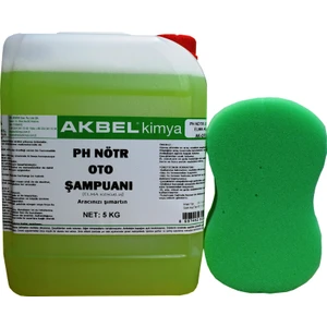 Ph Nötr Oto Şampuanı 5 Kg (Elma Kokulu)+Yıkama Süngeri