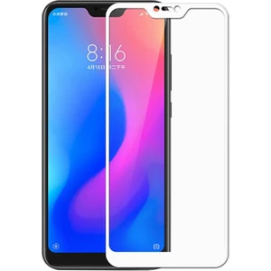 Xiaomi Mi A2 Lite / Redmi 6 Pro Tam Kaplayan Çerçeveli Tempered Ekran Koruyucu  - Beyaz