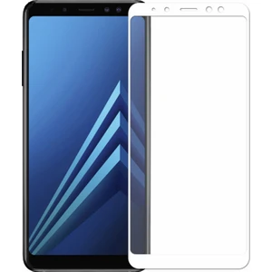Samsung Galaxy A8 Plus 2018 Tam Kaplayan Çerçeveli Tempered Ekran Koruyucu - Beyaz