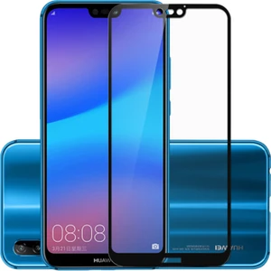 Huawei P20 Lite Tam Kaplayan Çerçeveli Tempered Ekran Koruyucu - Siyah