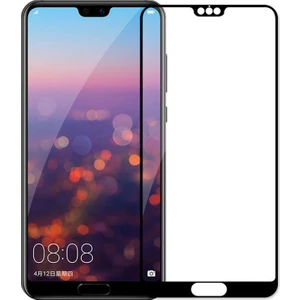 Huawei P20 Tam Kaplayan Çerçeveli Tempered Ekran Koruyucu  - Siyah