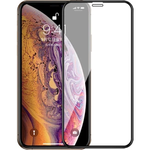 Apple iPhone XS Max Tam Kaplayan Çerçeveli Tempered Ekran Koruyucu - Siyah