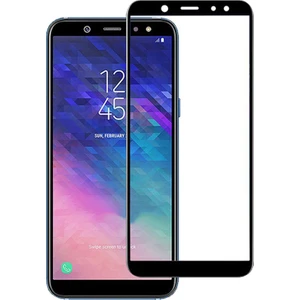 Samsung Galaxy A6 Plus Tam Kaplayan Çerçeveli Tempered Ekran Koruyucu  - Siyah