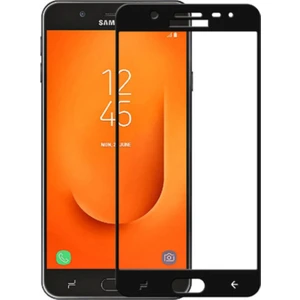 Samsung Galaxy J7 Prime 2 Tam Kaplayan Çerçeveli Tempered Ekran Koruyucu  - Siyah