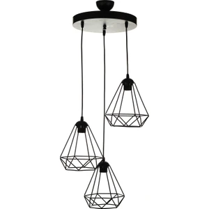 Elmas 3 Lü Siyah Renkli Sarkıt Avize