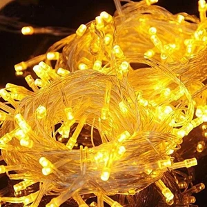 Beyaz Kablolu 100 Ampüllü Led Işık Sarı Renk 10 Metre