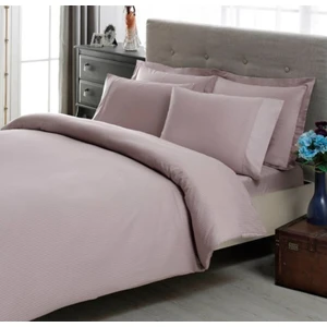 Premium Basic Stripe Çif Kişilik Nevresim Takımı - Lila