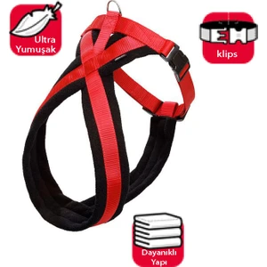 Yumuşak Göğüs Tasma 64-80Cm Siyah-Kırmızı