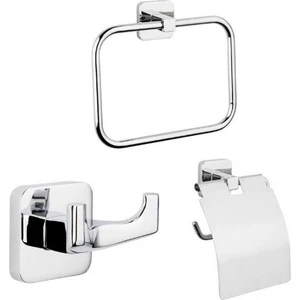 Kare 3 Lü Set Yuvarlak Havluluk+Askılık+Tuvalet Kağıtlık