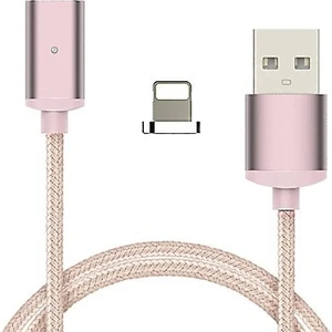 Manyetik Mıknatıslı Apple iPhone Uyumlu Lightning Şarj Kablosu Hasır-Örgü Ekstra Dayanıklı