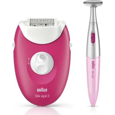 Braun Silk-épil 3 3420 Epilatör Ahududu Pembe - 2 Ek Parçalı Kablolu Epilatör /