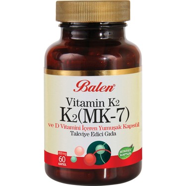 Balen K2 Mk7 Vitamin K2 Ve D Vitamini 450 Mg 60 Kapsul Fiyati
