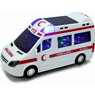 Can Ali Toys Sesli 3D Işıklı Ambulans Çocuklar İçin Eğlenceli Oyun Aracı 21,5x11x9,5