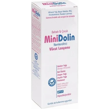 Dermadolin Minidolin Bebek ve Çocuk Nemlendirici Vücut Losyonu Hodan Argan Yağlı pH 5.5 250