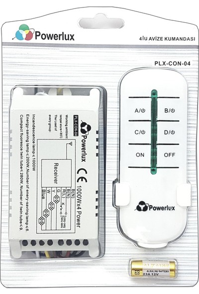 Powerlux Uzaktan Kumanda Kontrol Sistemi 4Lü (Avize Kumandası)
