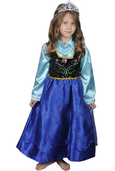 Butikhappykids Kız Çocuk Prenses Anna Kostümü Pelerinli Ve Taç