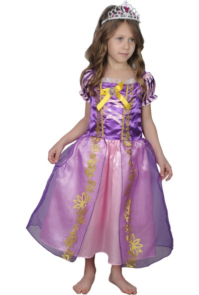 Butikhappykids Kız Çocuk Prenses Rapunzel Kostümü Ve Taç
