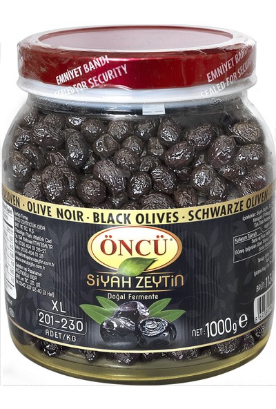 Öncü Siyah Yaglı Zeytin Xl 201-230 1 kg Pet Kavanoz