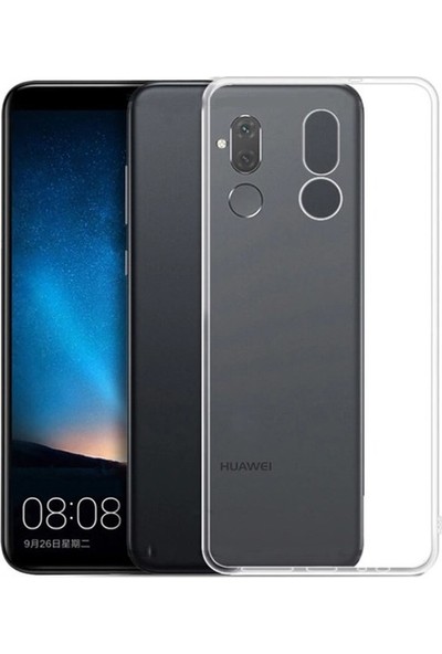 Arabulalaca Huawei Mate 20 Lite Kılıf İnce Seffaf Silikon + 9H Esnek Nano Cam