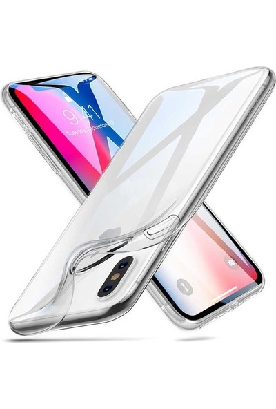 Arabulalaca iPhone XS Max 6.5" Kılıf İnce Seffaf Silikon + 9H Esnek Nano Cam