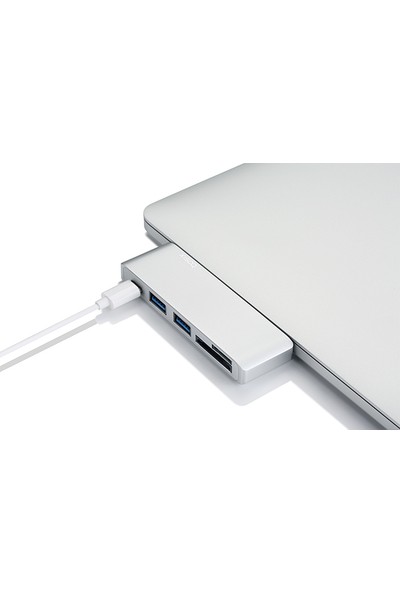 Basix USB C 5 in 1 Multiport Alüminyum USB 3.0 Hub Kart Okuyucu - Silver (BSX-T5S)