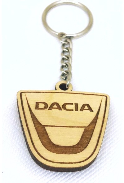 Asr Dacia 2 li Lüks Araç Boyun Yastığı Siyah ve Ahşap Logo Anahtarlık