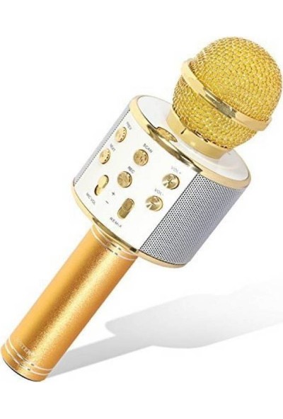 WS-858 Profesyonel Ses Kaydı Yapabilen Karaoke Mikrofon WS858 Gold