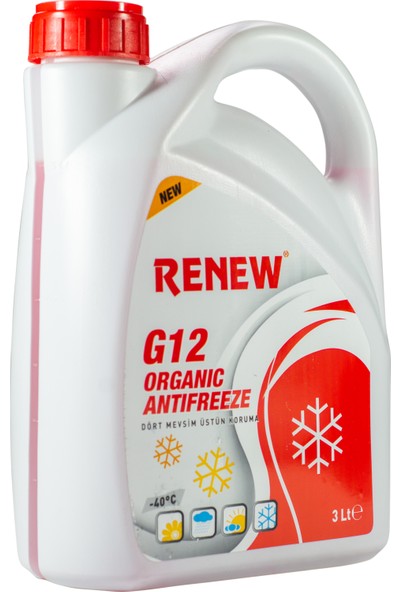 Renew G12 Organik Kırmızı Antifiriz -40C 3 Litre ( Üretim Yılı: 2021 )