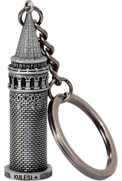 Kamet Galata Kulesi Metal Anahtarlık (Gümüş)