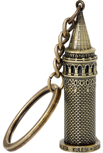 Kamet Galata Kulesi Metal Anahtarlık (Altın)