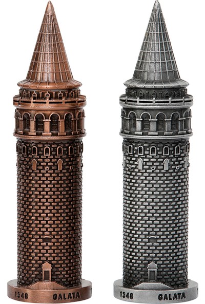 Galata Kulesi Metal Mini Biblo Gümüş (7 cm)