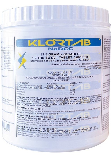 17,4 gr X 60 Tablet