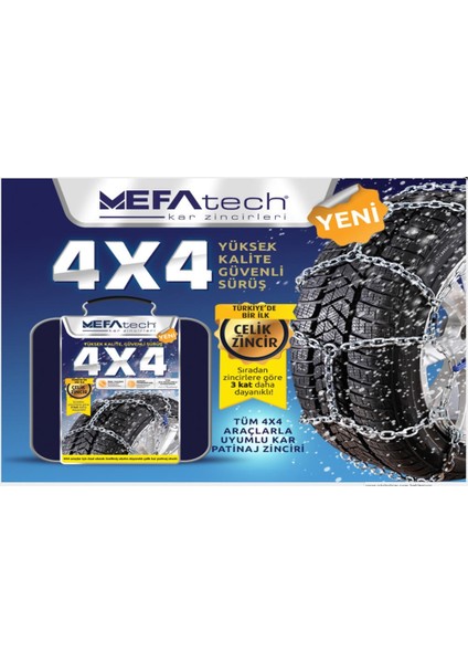Mefatech 4X4 Jeep ve Minibüsler İçin Kar Zinciri Extra 1050 No