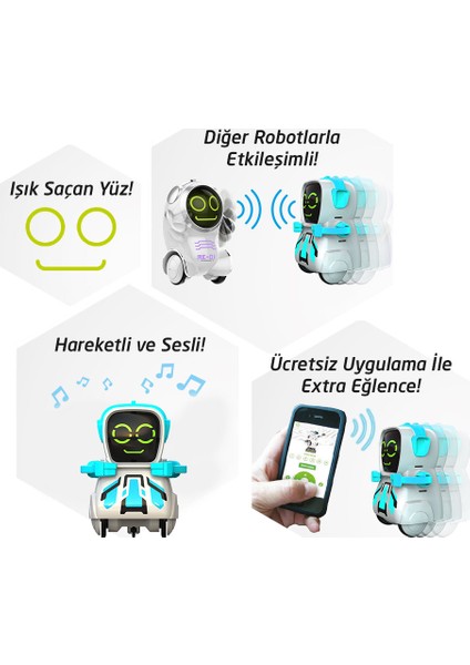Pokibot Robot Turkuaz İnteraktif Oyun Arkadaşı Çocuklar İçin Eğlenceli Hediye fırsatları