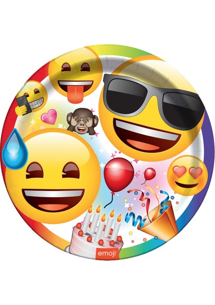 Karton Tabak Emoji Parti 23cm 8li